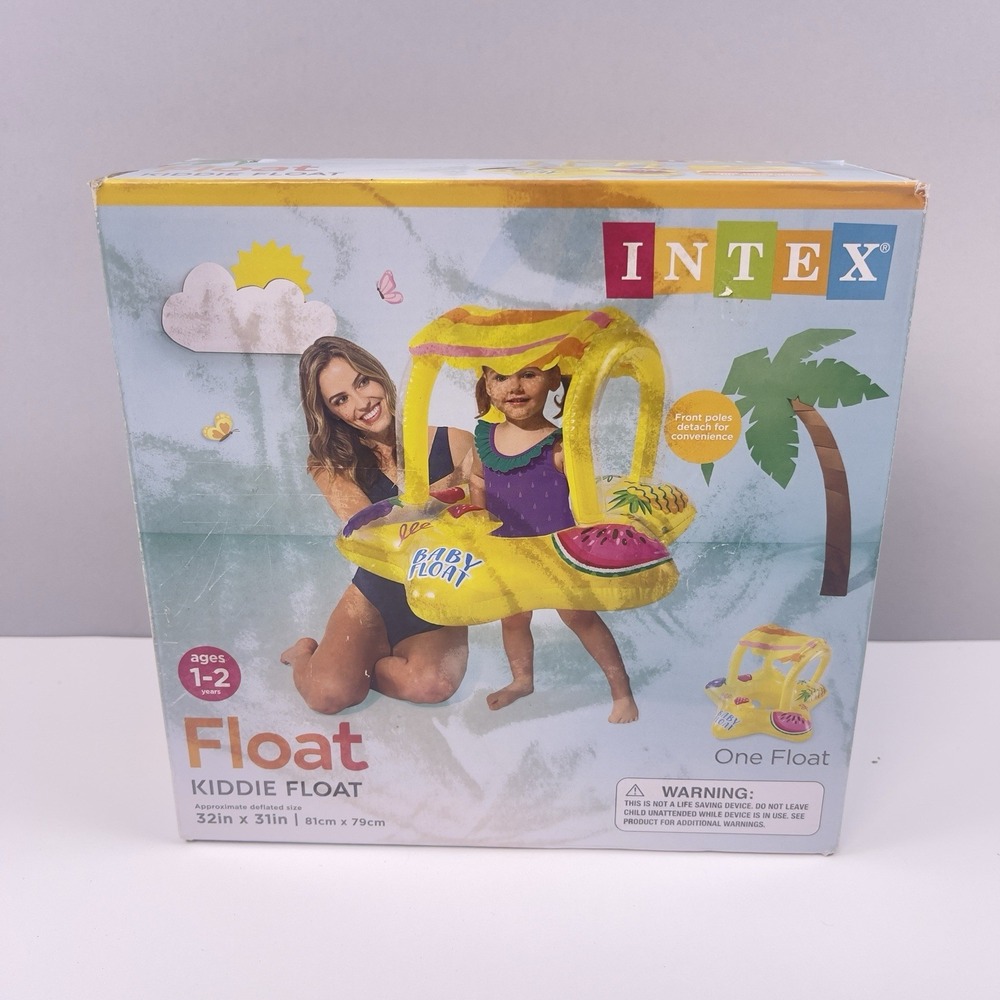 Intex Kiddie Float 1-2 years Baby Pool Float w/ Detachable Sunshade 32"x31" NWT